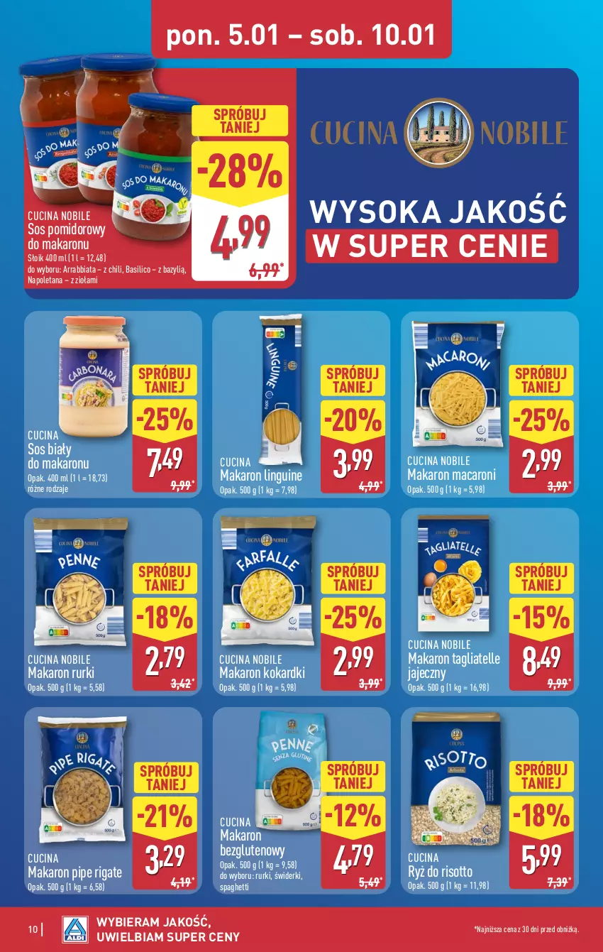 Gazetka promocyjna Aldi - Pełna oferta - ważna 05.01 do 10.01.2026 - strona 10 - produkty: Bazyl, Makaron, Rurki, Ryż, Ryż do risotto, Sok, Sos, Sos pomidorowy, Spaghetti, Tagliatelle