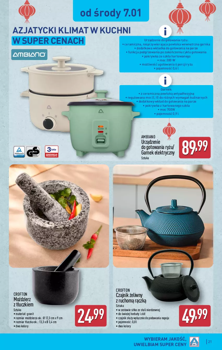 Gazetka promocyjna Aldi - Pełna oferta - ważna 05.01 do 10.01.2026 - strona 21 - produkty: Czajnik, Garnek, Gra, Por, Ryż, Sitko