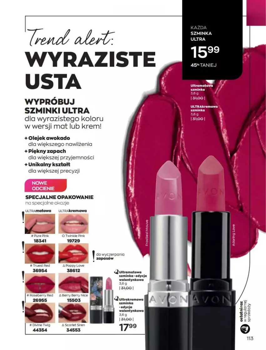 Gazetka promocyjna Avon - Katalog Avon 3/2022 kampania marzec - ważna 01.03 do 31.03.2022 - strona 113 - produkty: Divine, Inka, Olej, Pur, Rama, Szminka