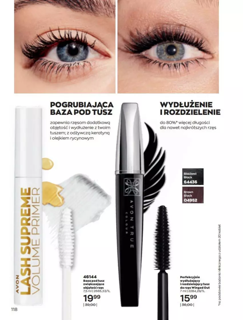 Gazetka promocyjna Avon - Katalog Avon 3/2022 kampania marzec - ważna 01.03 do 31.03.2022 - strona 118 - produkty: Baza pod tusz, Lack, Olej, Tusz