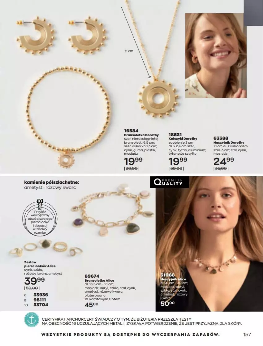 Gazetka promocyjna Avon - Katalog Avon 3/2022 kampania marzec - ważna 01.03 do 31.03.2022 - strona 157 - produkty: Bransoletka, Cynk, Kolczyki, Naszyjnik, Orka, Tytan