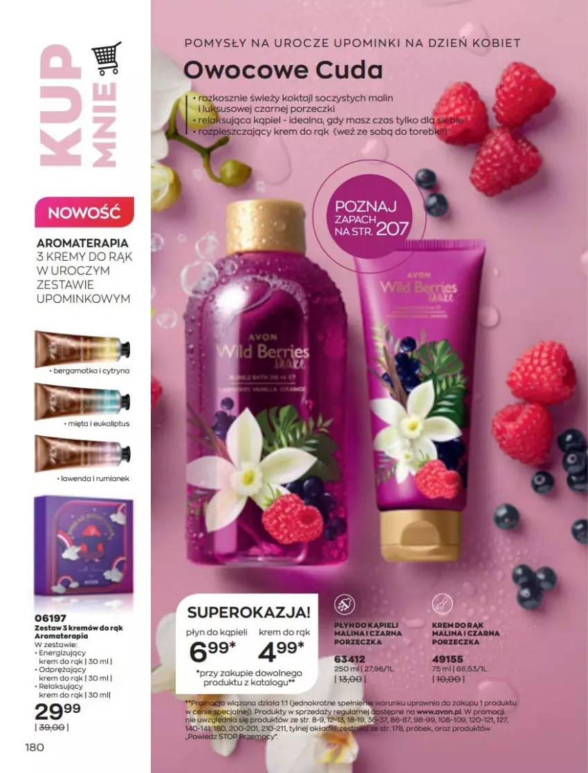 Gazetka promocyjna Avon - Katalog Avon 3/2022 kampania marzec - ważna 01.03 do 31.03.2022 - strona 180 - produkty: Kosz, Krem do rąk, Płyn do kąpieli, Por, Tera