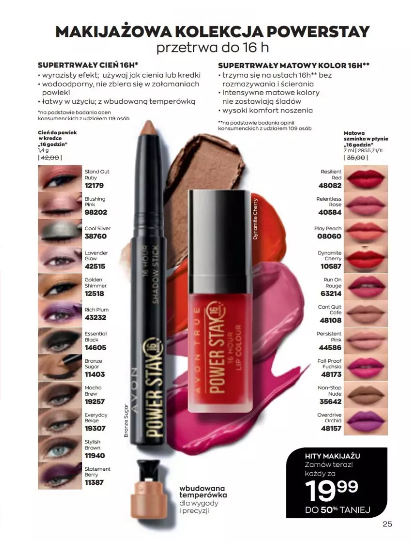 Gazetka promocyjna Avon - Katalog Avon 3/2022 kampania marzec - ważna 01.03 do 31.03.2022 - strona 25 - produkty: Cień, Fa, Inka, LG, Makijaż, Por, Sok, Szminka, Top