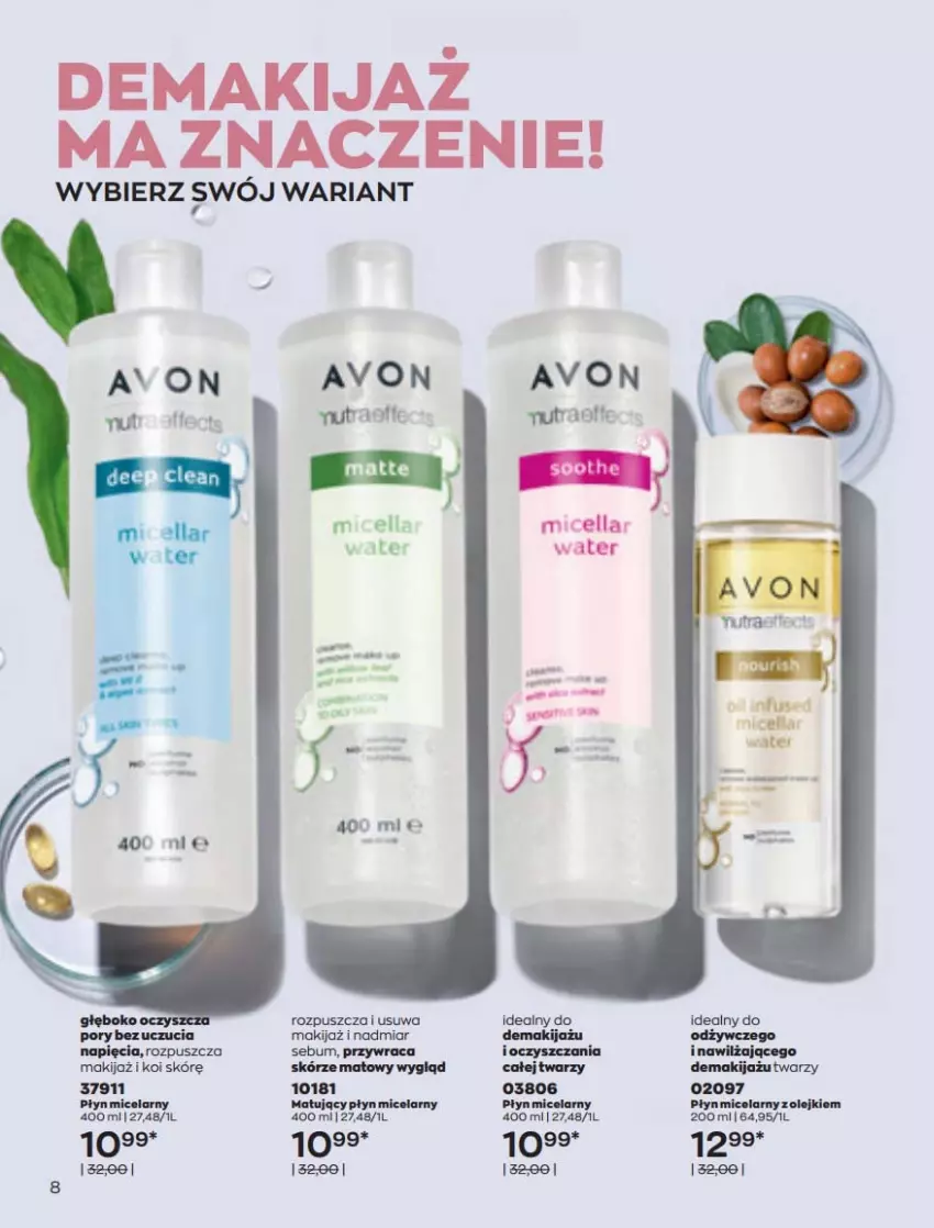 Gazetka promocyjna Avon - Katalog Avon 3/2022 kampania marzec - ważna 01.03 do 31.03.2022 - strona 8 - produkty: Makijaż, Olej, Płyn micelarny