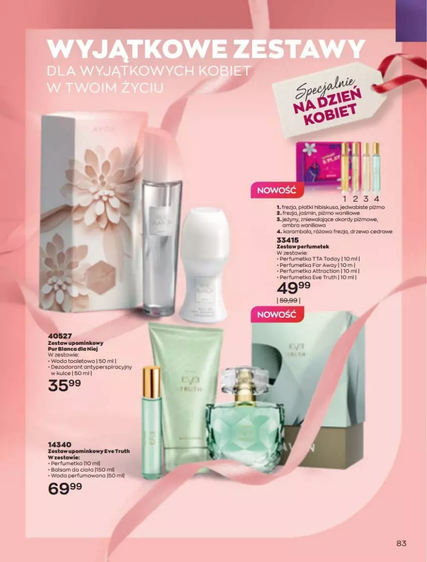 Gazetka promocyjna Avon - Katalog Avon 3/2022 kampania marzec - ważna 01.03 do 31.03.2022 - strona 83 - produkty: Balsam do ciała, Dezodorant, Fa, Perfum, Woda, Woda perfumowana, Woda toaletowa