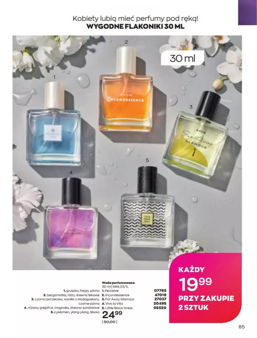 Gazetka promocyjna Avon - Katalog Avon 3/2022 kampania marzec - ważna 01.03 do 31.03.2022 - strona 85 - produkty: Cyklamen, Dres, Fa, Grejpfrut, Lack, Perfum, Por, Róża, Sandał, Zott