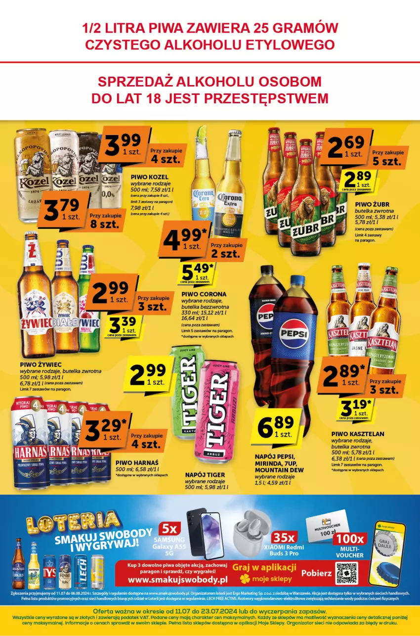 Gazetka promocyjna ABC - ważna 11.07 do 23.07.2024 - strona 4 - produkty: Body, Harnaś, Kasztelan, Kozel, Napój, Pepsi, Piwo, Por, Tiger, Woda