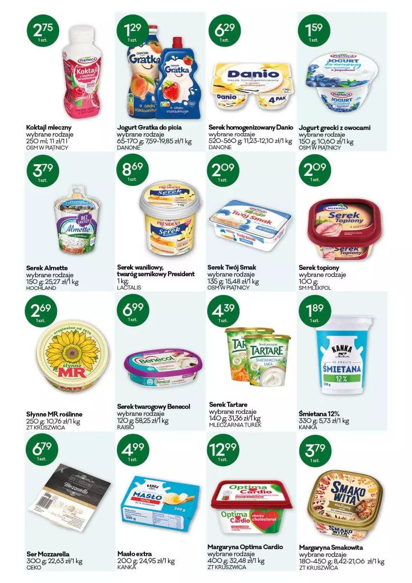 Gazetka promocyjna Groszek - Gazetka - ważna 21.10 do 02.11.2021 - strona 4 - produkty: Almette, Benecol, Danio, Danone, Gra, Jogurt, Margaryna, Masło, Mozzarella, Optima, Optima Cardio, Ser, Serek, Słynne, Słynne MR Roślinne, Smakowita, Tarta, Tartare, Top, Twaróg, Twój Smak