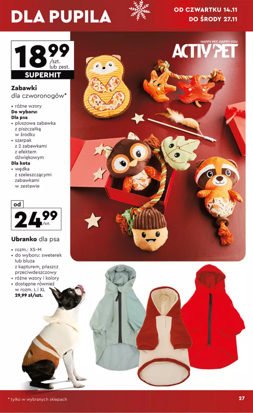 Gazetka promocyjna Biedronka - Święta - ważna 11.11 do 23.11.2024 - strona 27 - produkty: Bluza, Bluza z kapturem, Płaszcz, Sweter, Zabawka