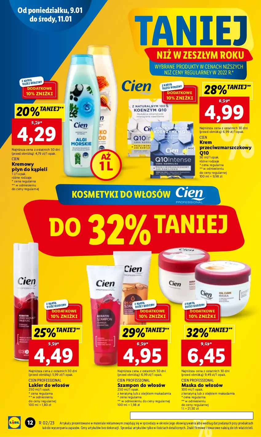 Gazetka promocyjna Lidl - GAZETKA - ważna 09.01 do 11.01.2023 - strona 12 - produkty: Krem przeciwzmarszczkowy, Lakier, Lakier do włosów, Mars, Maska, Maska do włosów, Olej, Płyn do kąpieli, Szampon