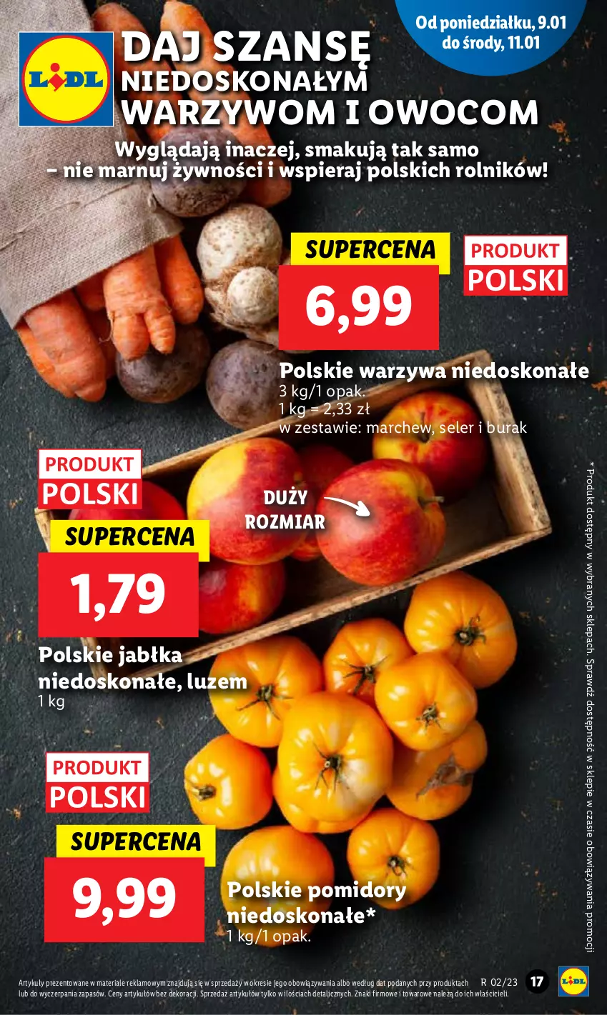 Gazetka promocyjna Lidl - GAZETKA - ważna 09.01 do 11.01.2023 - strona 17 - produkty: Jabłka, Pomidory, Rolnik, Warzywa