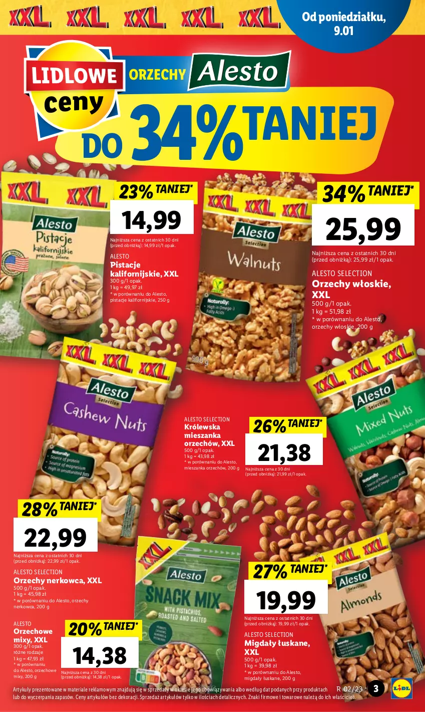 Gazetka promocyjna Lidl - GAZETKA - ważna 09.01 do 11.01.2023 - strona 3 - produkty: Migdały, Migdały łuskane, Orzechy włoskie, Pistacje, Por