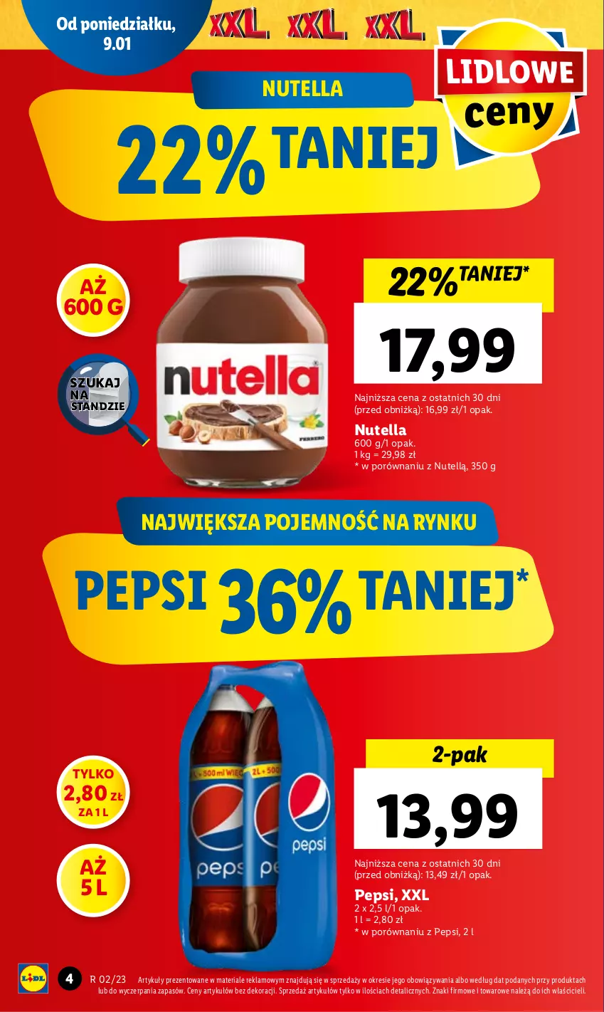 Gazetka promocyjna Lidl - GAZETKA - ważna 09.01 do 11.01.2023 - strona 4 - produkty: Nutella, Pepsi, Por