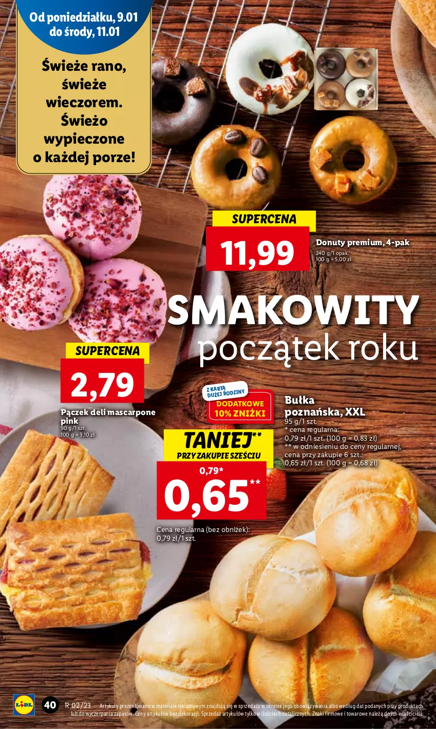 Gazetka promocyjna Lidl - GAZETKA - ważna 09.01 do 11.01.2023 - strona 44 - produkty: Bułka, Donut, Mascarpone, Nuty, Pączek, Piec, Por