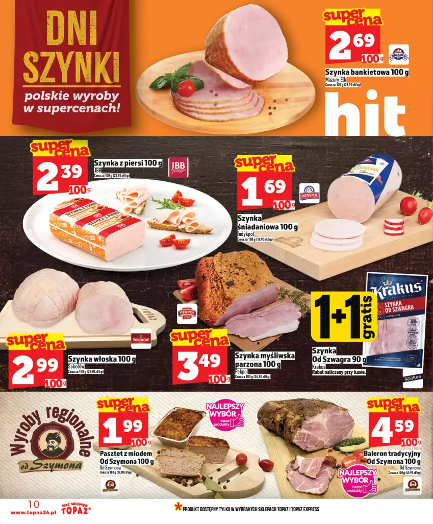 Gazetka promocyjna Topaz - Gazetka - ważna 05.02 do 11.02.2026 - strona 10 - produkty: Danio, Pasztet, Szynka, Top