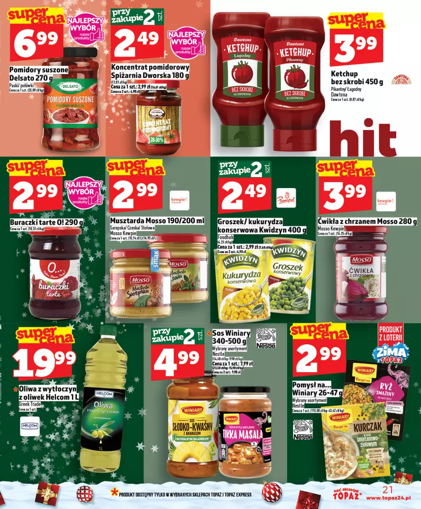 Gazetka promocyjna Topaz - Gazetka - ważna 04.12 do 10.12.2025 - strona 21 - produkty: Dawtona, HELCOM, Ketchup, Oliwa, Pomidory