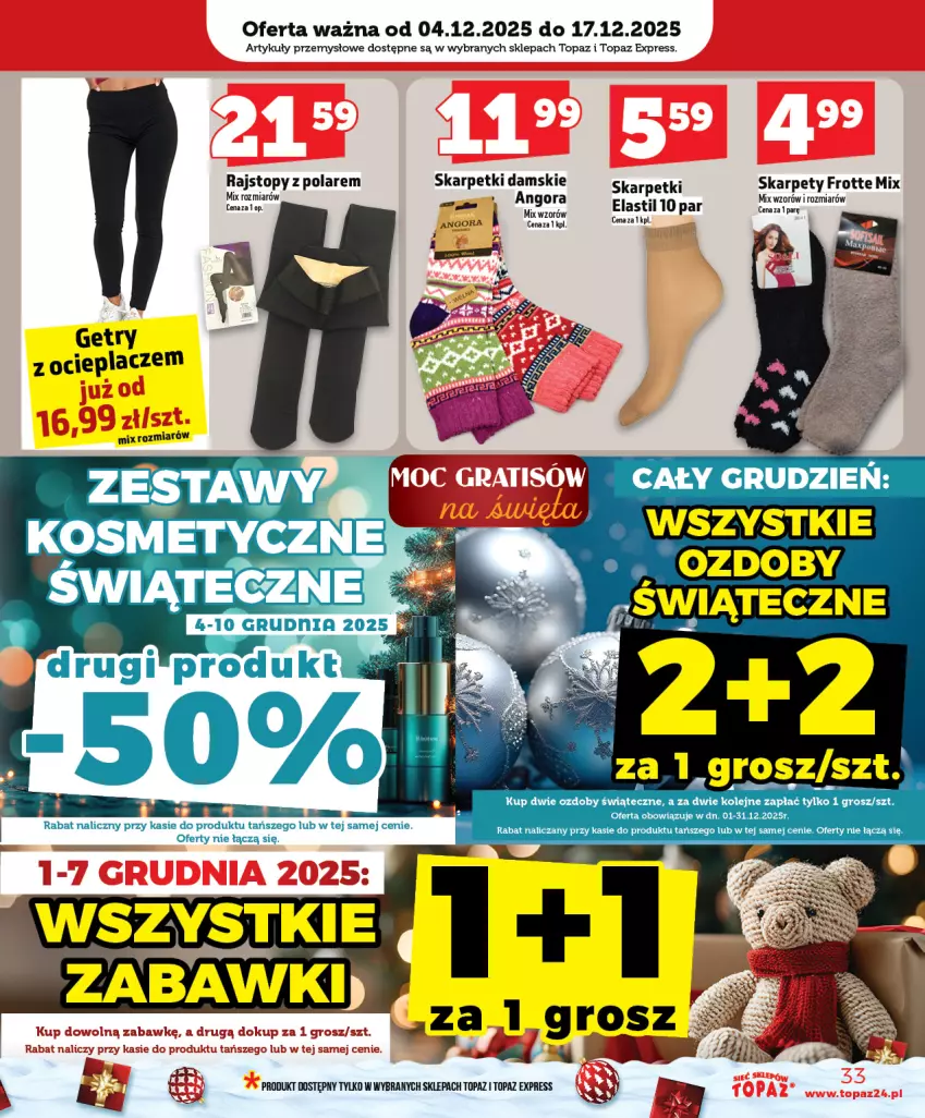 Gazetka promocyjna Topaz - Gazetka - ważna 04.12 do 10.12.2025 - strona 33 - produkty: Karp, Rajstopy, Skarpetki, Top