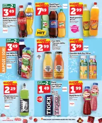 Gazetka promocyjna Topaz - Gazetka - Gazetka - ważna od 10.12 do 10.12.2025 - strona 28 - produkty: Top, Sok, 7up, Mirinda, Coca-Cola, Pepsi, Tiger, Napój izotoniczny, Napój gazowany, Smoothie, Fanta, Sprite, Napój, Hortex, Fa