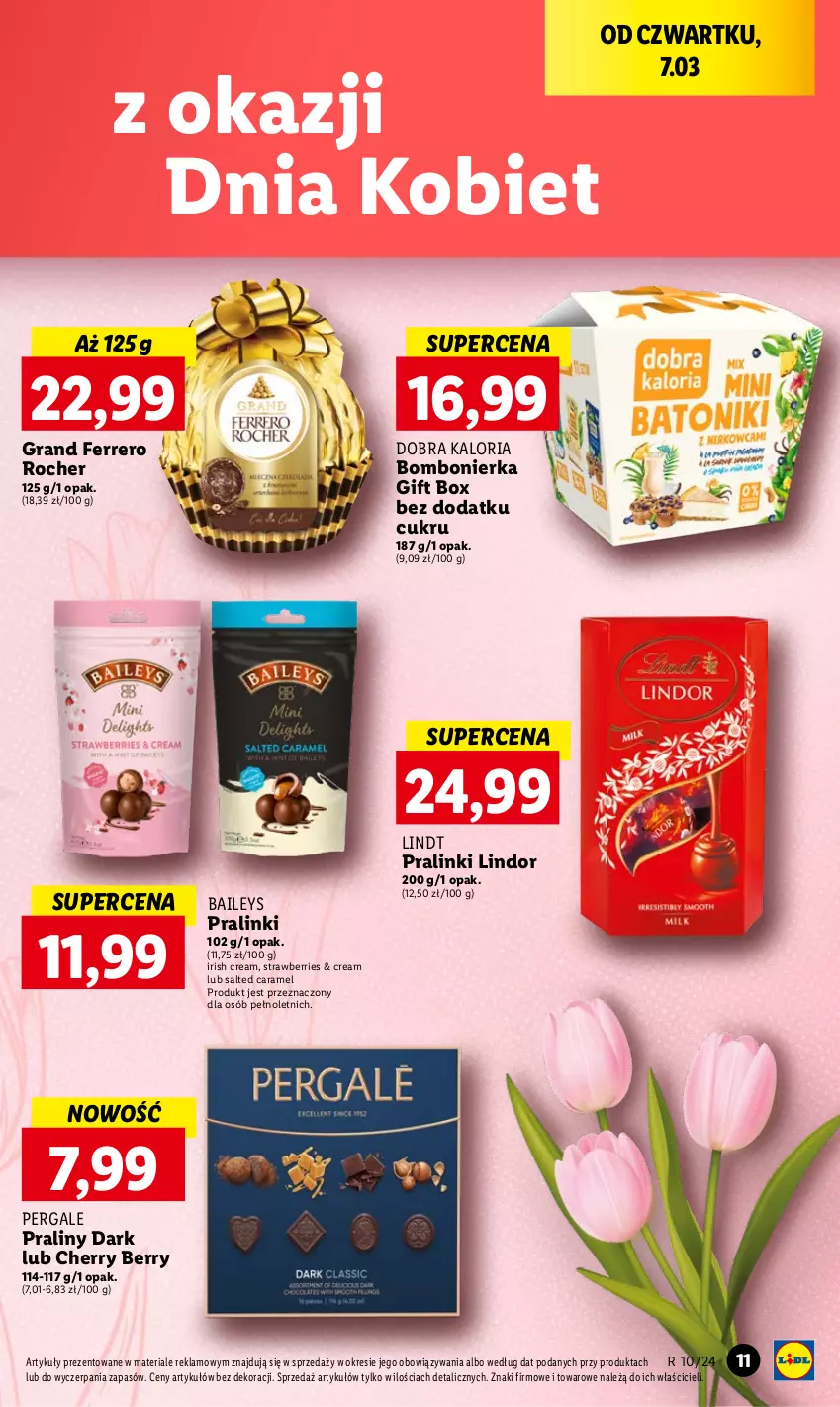 Gazetka promocyjna Lidl - GAZETKA - ważna 07.03 do 09.03.2024 - strona 11 - produkty: Ferrero, Ferrero Rocher, Gra, Lindor, Lindt, Praliny