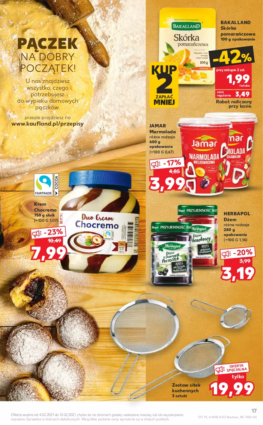 Gazetka promocyjna Kaufland - OFERTA TYGODNIA - ważna 04.02 do 10.02.2021 - strona 17 - produkty: Bakalland, Dżem, Herbapol, Marmolada, Mola, Pączek, Zestaw sitek