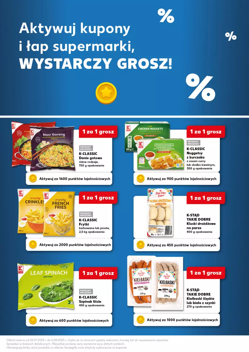 Gazetka promocyjna Kaufland - Kaufland - ważna 24.07 do 06.08.2025 - strona 3 - produkty: Danie gotowe, Frozen, Frytki, Kiełbaski śląskie, Kurczak, Sos, Szpinak