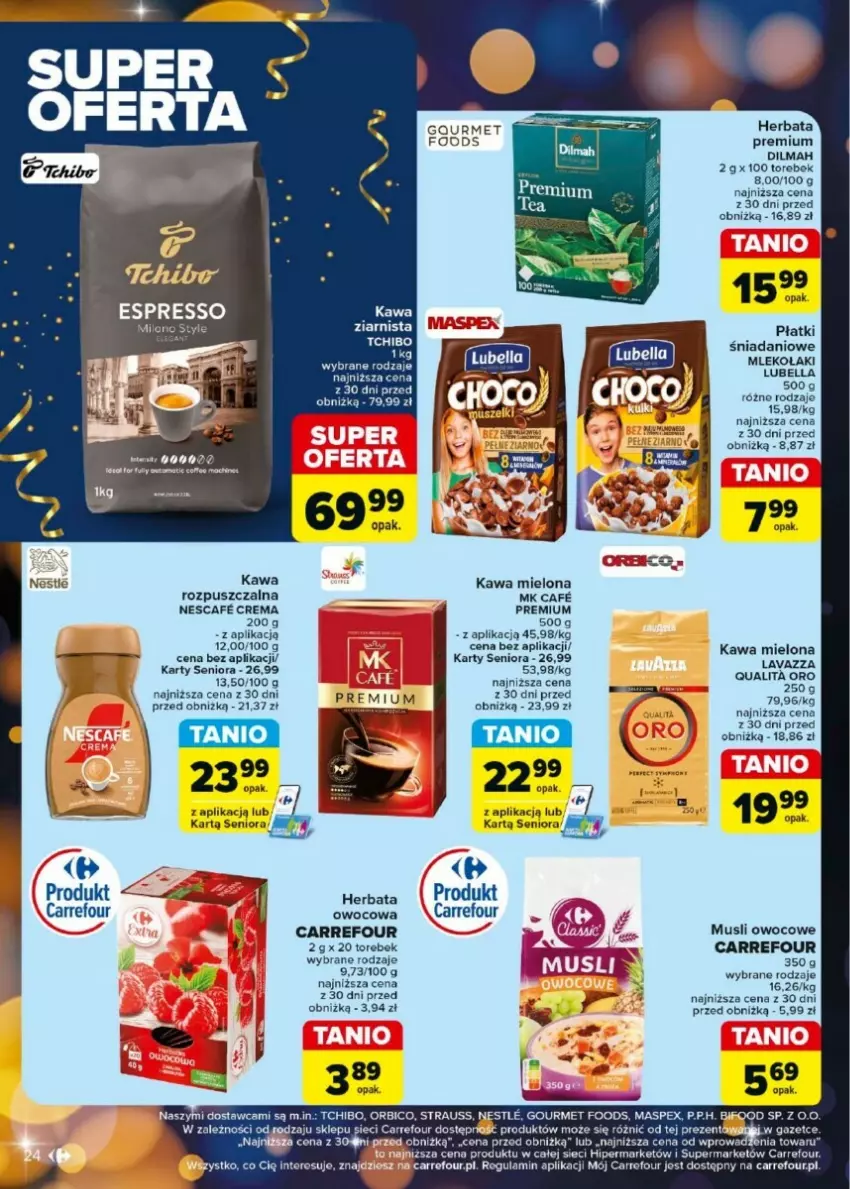 Gazetka promocyjna Carrefour - ważna 27.12.2024 do 04.01.2025 - strona 17 - produkty: Bell, Bella, BIC, Danio, Dilmah, Herbata, Kawa, Kawa mielona, Lubella, Mleko, Mus, Tchibo