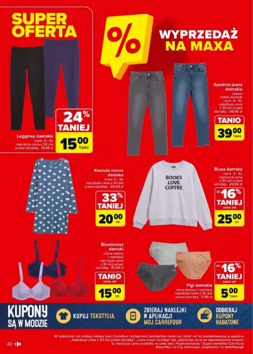 Gazetka promocyjna Carrefour - ważna 27.12.2024 do 04.01.2025 - strona 35 - produkty: Bluza, Figi, Gin, Legginsy, Spodnie, Spodnie jeans