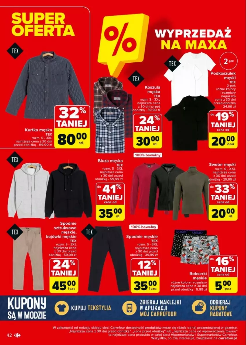 Gazetka promocyjna Carrefour - ważna 27.12.2024 do 04.01.2025 - strona 37 - produkty: Bluza, Bokserki, Kosz, Koszula, Kurtka, Ser, Spodnie, Sweter