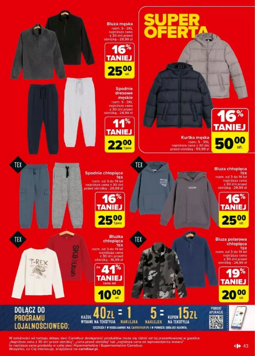 Gazetka promocyjna Carrefour - ważna 27.12.2024 do 04.01.2025 - strona 38 - produkty: Bluza, Bluza polarowa, Klej, Kurtka, Spodnie