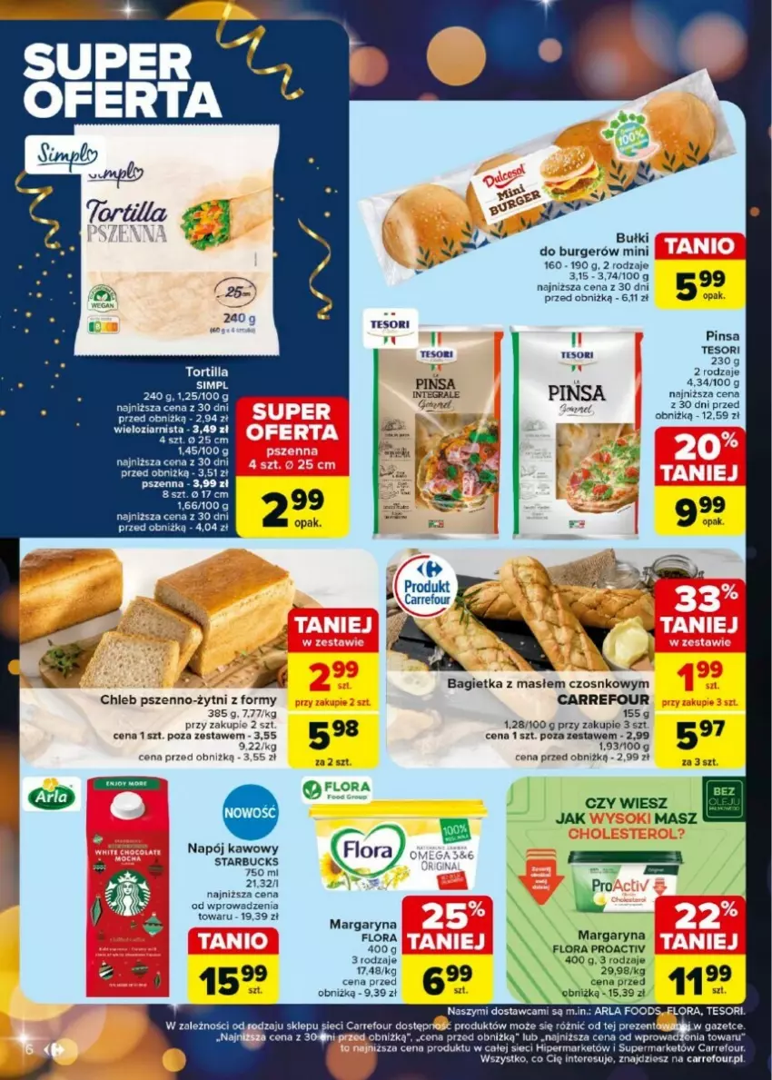 Gazetka promocyjna Carrefour - ważna 27.12.2024 do 04.01.2025 - strona 44 - produkty: Bagietka, Burger, Chleb, Flora, Gra, Margaryna, Napój