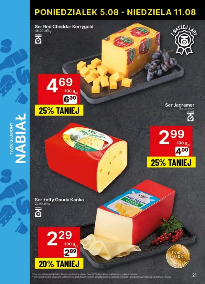 Gazetka promocyjna Delikatesy Centrum - ważna 05.08 do 11.08.2024 - strona 14 - produkty: Cheddar, Fa, Gouda, Gra, Jagr, Rum, Ser