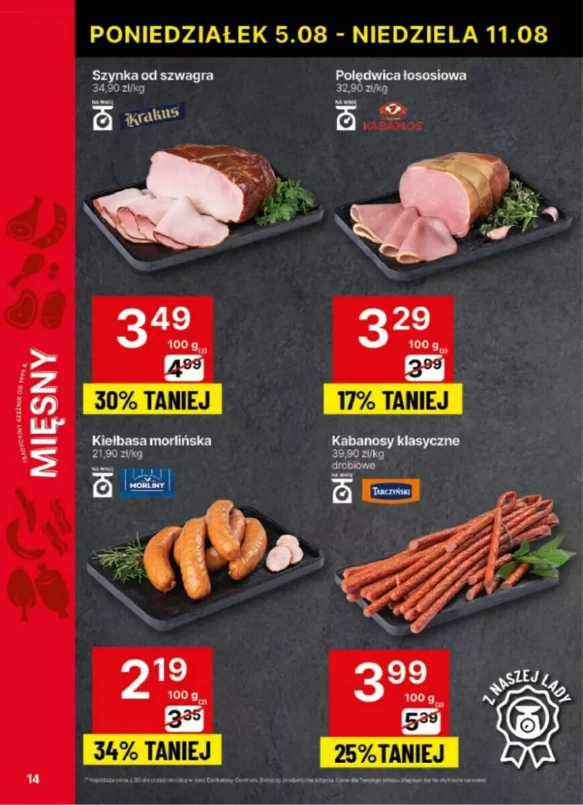 Gazetka promocyjna Delikatesy Centrum - ważna 05.08 do 11.08.2024 - strona 6 - produkty: Gra, Kabanos, Kiełbasa, LANA, Szynka