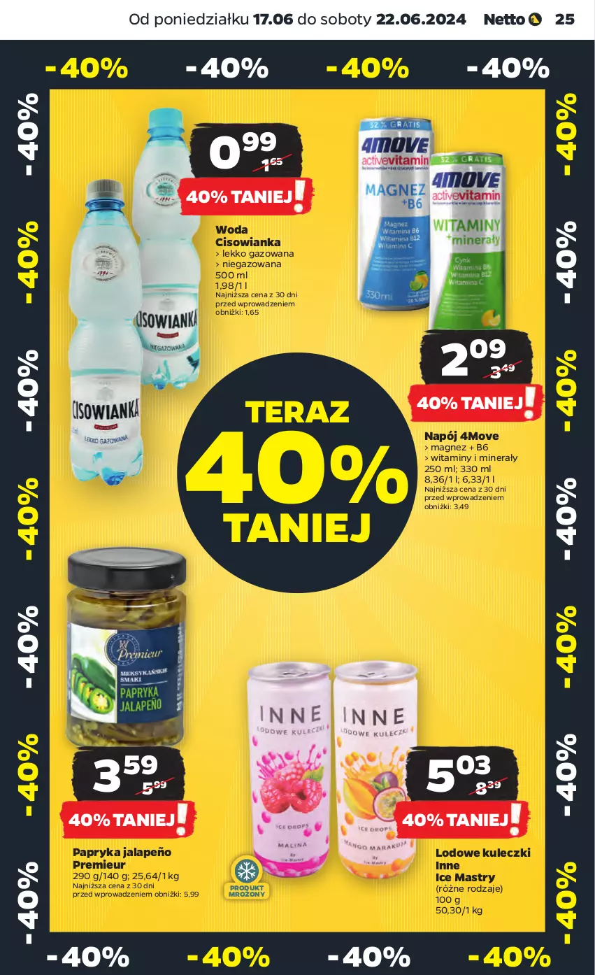 Gazetka promocyjna Netto - Od Poniedziałku - ważna 17.06 do 22.06.2024 - strona 25 - produkty: Cisowianka, Magnez, Napój, Papryka, Papryka jalapeño, Tera, Woda