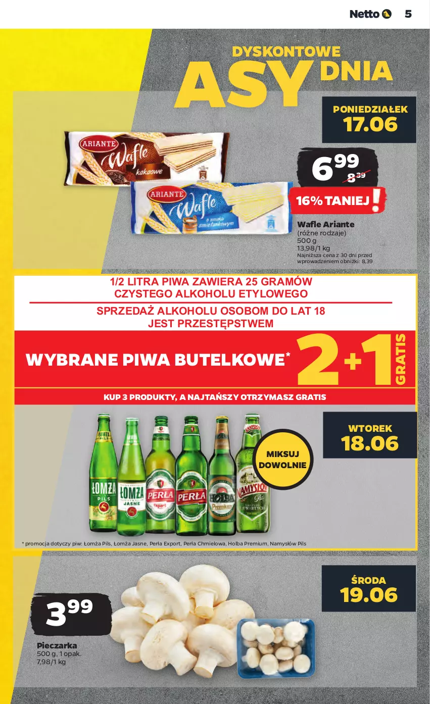 Gazetka promocyjna Netto - Od Poniedziałku - ważna 17.06 do 22.06.2024 - strona 5 - produkty: Goal, Gra, Namysłów, Perła, Piec, Pieczarka, Piwa, Por, STP, Wafle