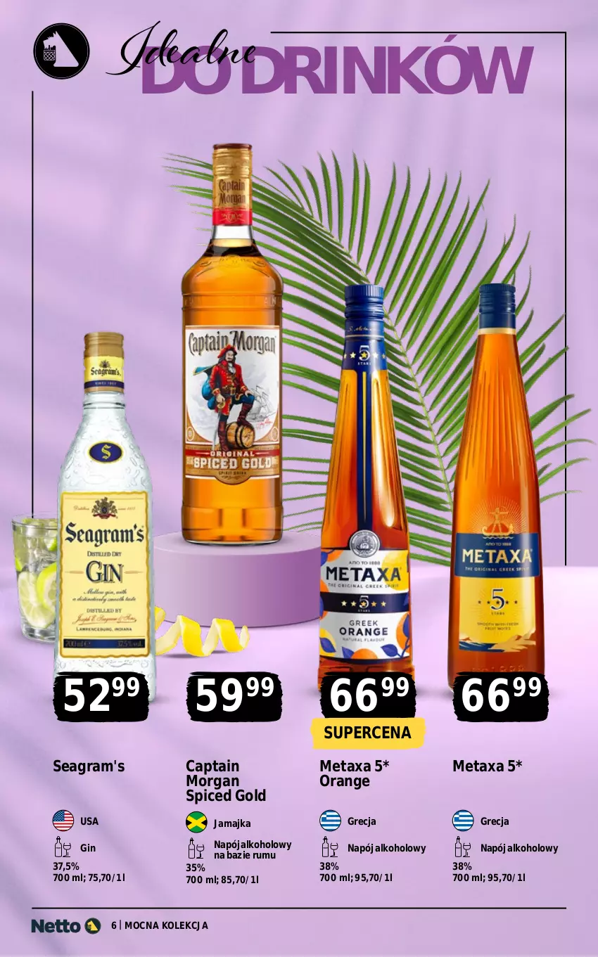 Gazetka promocyjna Netto - Alkohole - Mocne - ważna 03.08 do 14.08.2026 - strona 6 - produkty: Captain Morgan, Gin, Gra, Metaxa, Napój, Rum