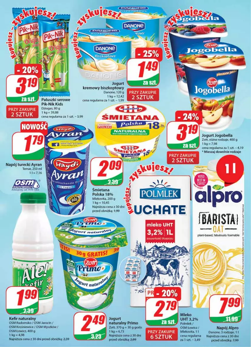 Gazetka promocyjna Dino - G26 - ważna 28.06 do 04.07.2023 - strona 14 - produkty: Alpro, Bell, Bella, Danone, Fa, Gra, Jogobella, Jogurt, Kefir, Kefir naturalny, Mleko, Mysz, Napój, POLMLEK, Ser, Zott