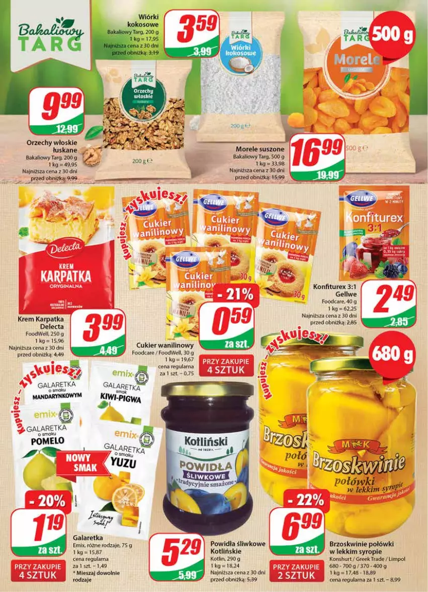 Gazetka promocyjna Dino - G26 - ważna 28.06 do 04.07.2023 - strona 6 - produkty: Brzoskwinie, Cukier, Delecta, Gala, Galaretka, Karp, Kotlin, Orzechy włoskie, Pomelo, Syrop