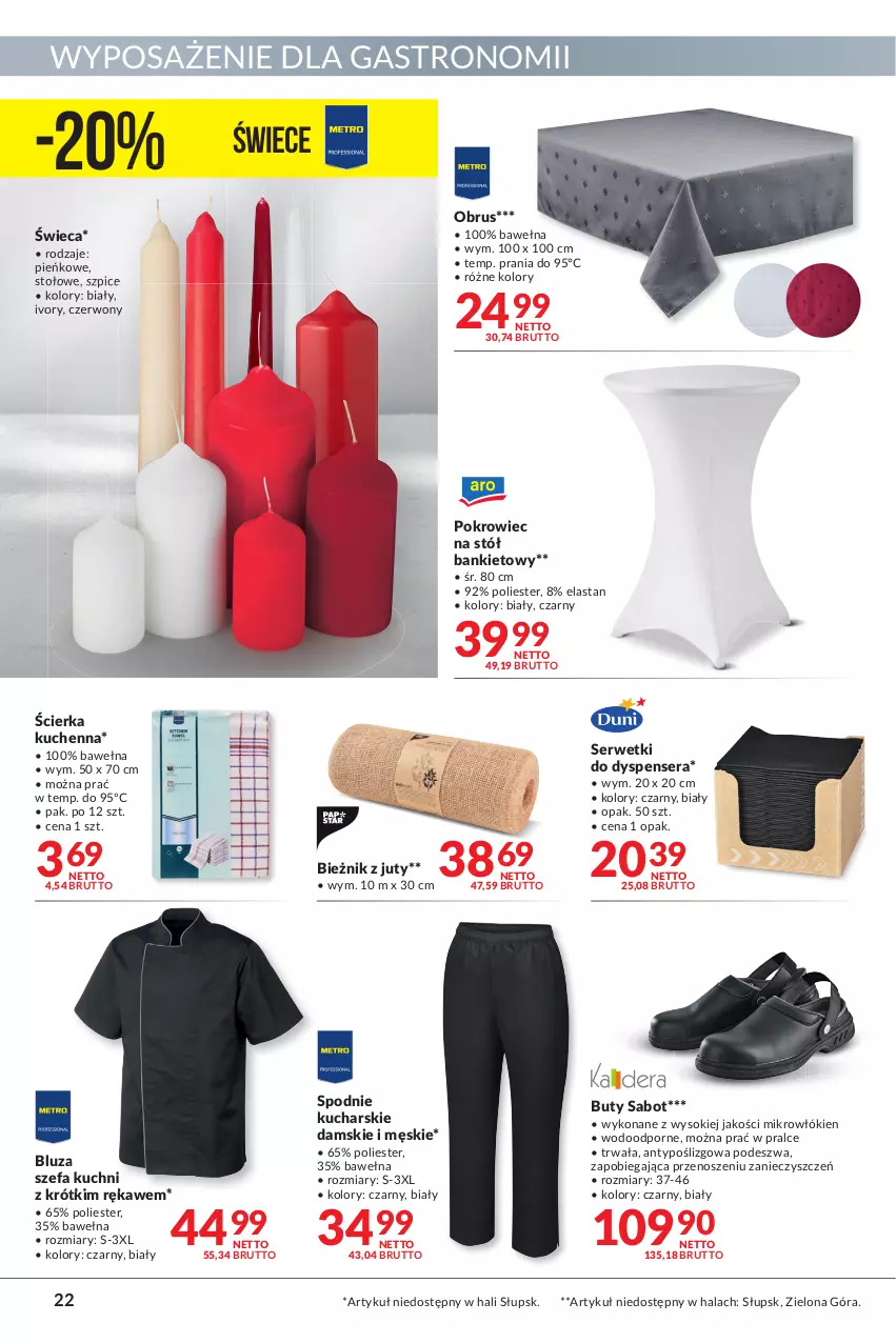 Gazetka promocyjna Makro - [Oferta promocyjna] Artykuły spożywcze i przemysłowe - ważna 22.02 do 07.03.2022 - strona 22 - produkty: Bieżnik, Bluza, Buty, Fa, Obrus, Pokrowiec, Por, Ser, Serwetki, Sok, Spodnie, Stół, Szpic, Wełna