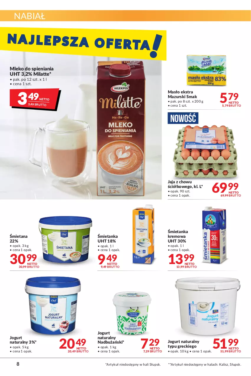 Gazetka promocyjna Makro - [Oferta promocyjna] Artykuły spożywcze i przemysłowe - ważna 22.02 do 07.03.2022 - strona 8 - produkty: Jaja, Jogurt, Jogurt naturalny, Masło, Mleko