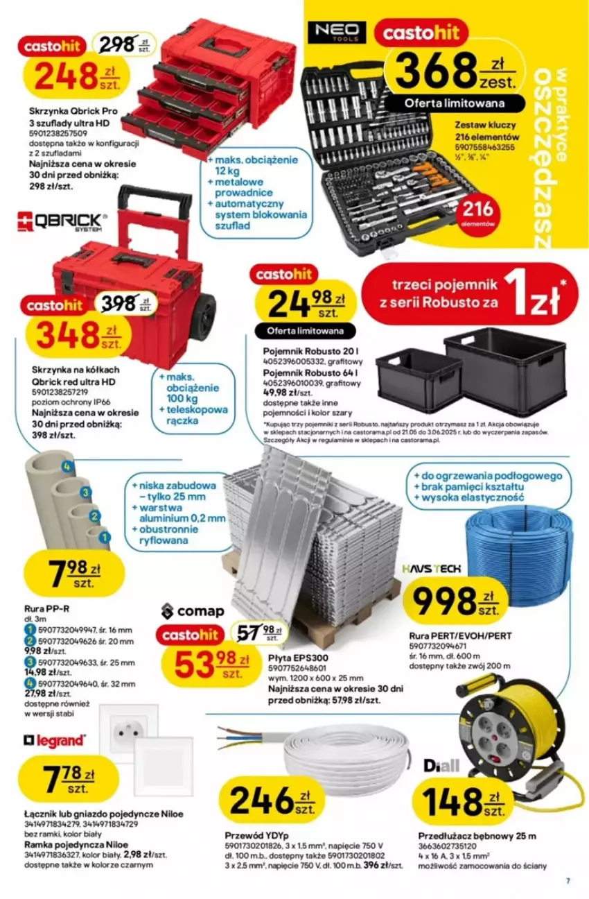 Gazetka promocyjna Castorama - ważna 21.05 do 03.06.2025 - strona 38 - produkty: Astor, Brie, Fa, Gniazdo pojedyncze, Gra, K2, Płyta, Pojemnik, Przewód, Rama, Ramka, Rura, Ser, Zestaw kluczy