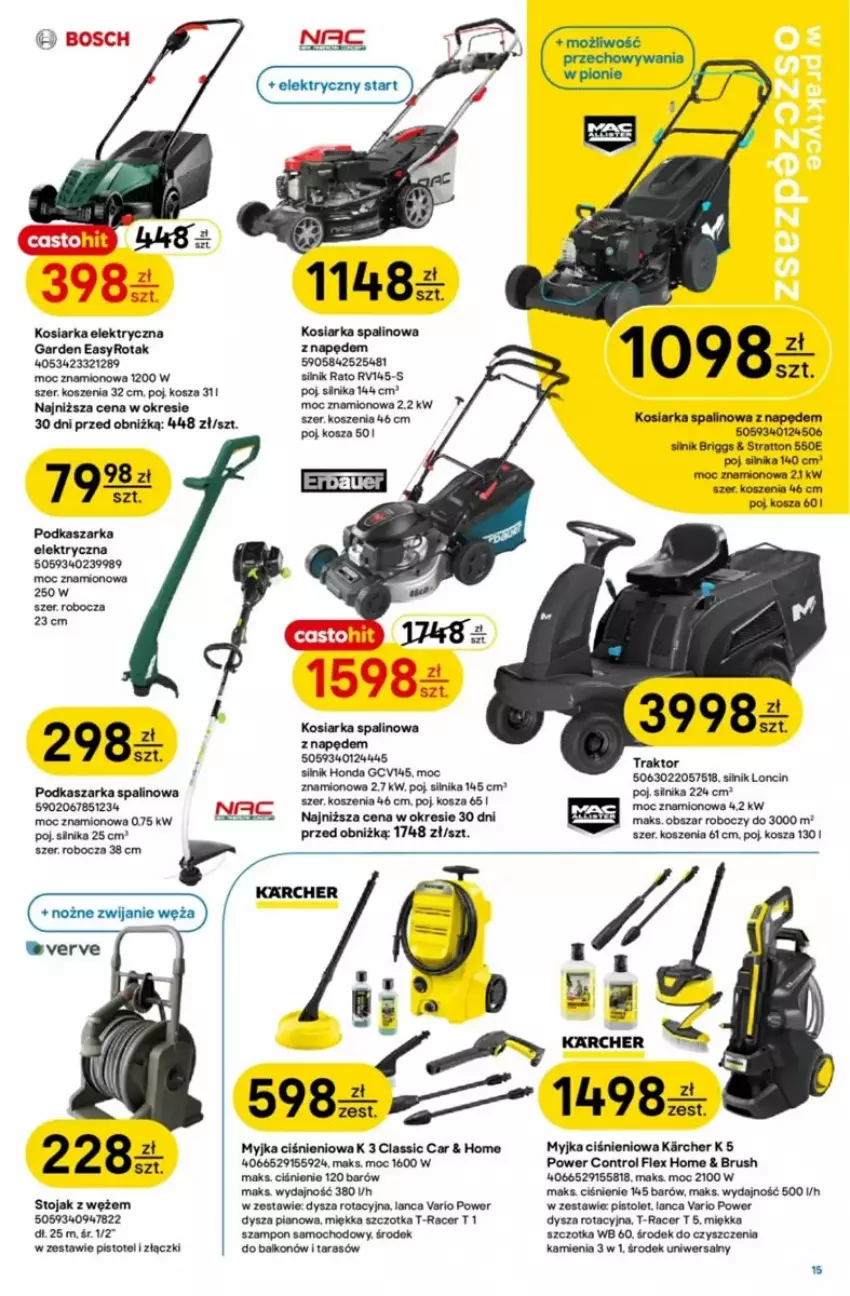 Gazetka promocyjna Castorama - ważna 21.05 do 03.06.2025 - strona 7 - produkty: Acer, Control, Kasza, Kosiarka, Kosiarka spalinowa z napędem, Kosz, Myjka ciśnieniowa, Noż, Pistolet, Stojak, Szampon, Szczotka, Traktor