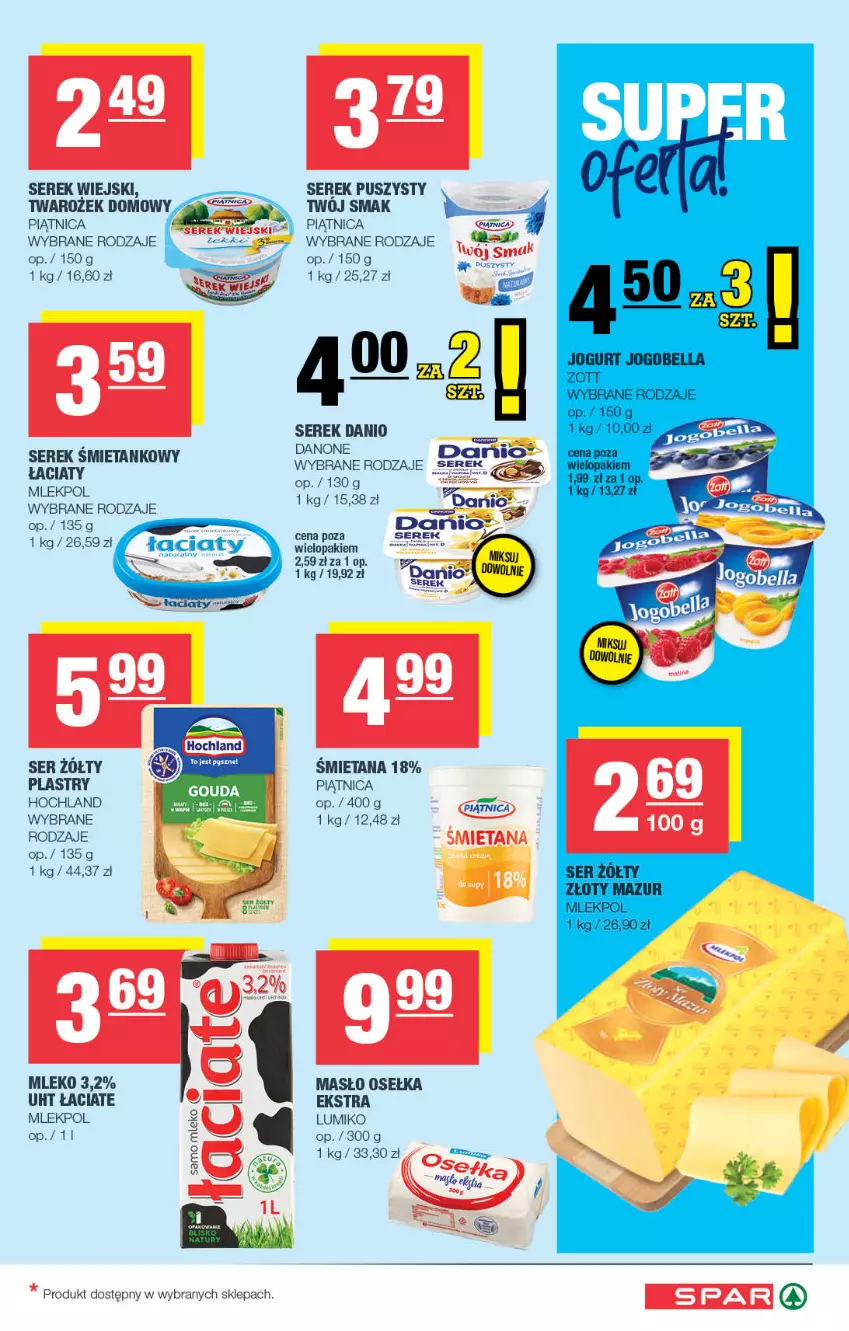 Gazetka promocyjna Spar - Spar - ważna 16.11 do 26.11.2025 - strona 3 - produkty: Danio, Danone, Hochland, Masło, Mleko, Piątnica, Ser, Serek, Serek puszysty, Serek wiejski