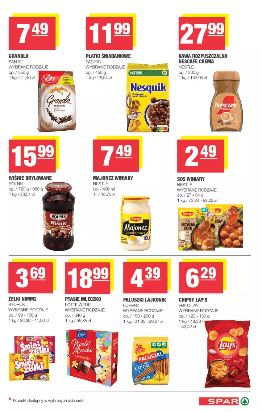 Gazetka promocyjna Spar - Spar - ważna 16.11 do 26.11.2025 - strona 5 - produkty: Chipsy, Cif, Danio, Gra, Granola, Kawa, Kawa rozpuszczalna, Lajkonik, Lorenz, Majonez, Mleczko, Nimm2, Ptasie mleczko, Rolnik, Sante, Winiary