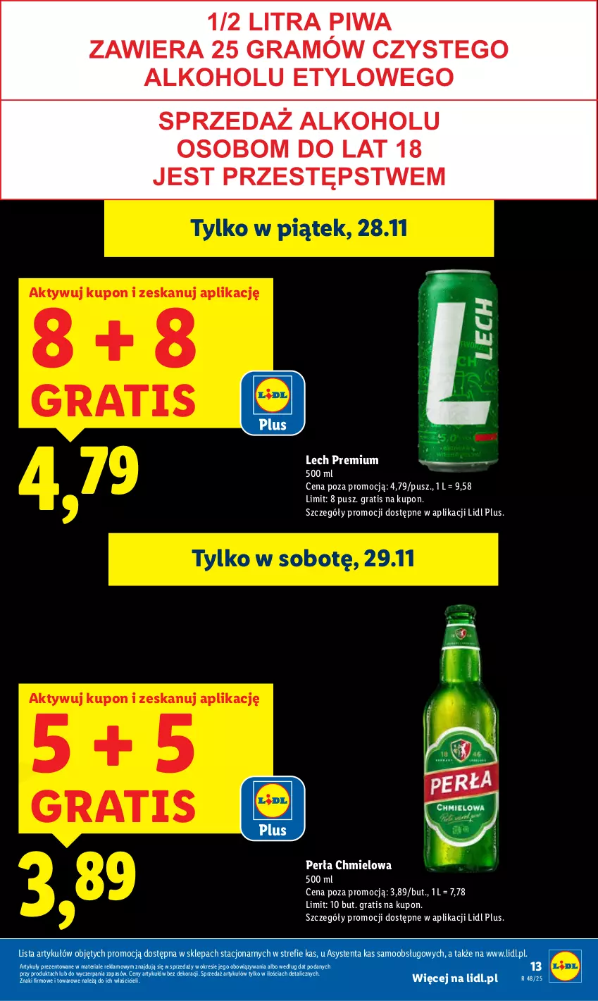 Gazetka promocyjna Lidl - GAZETKA - ważna 27.11 do 29.11.2025 - strona 13 - produkty: Gra, Lech Premium, Perła