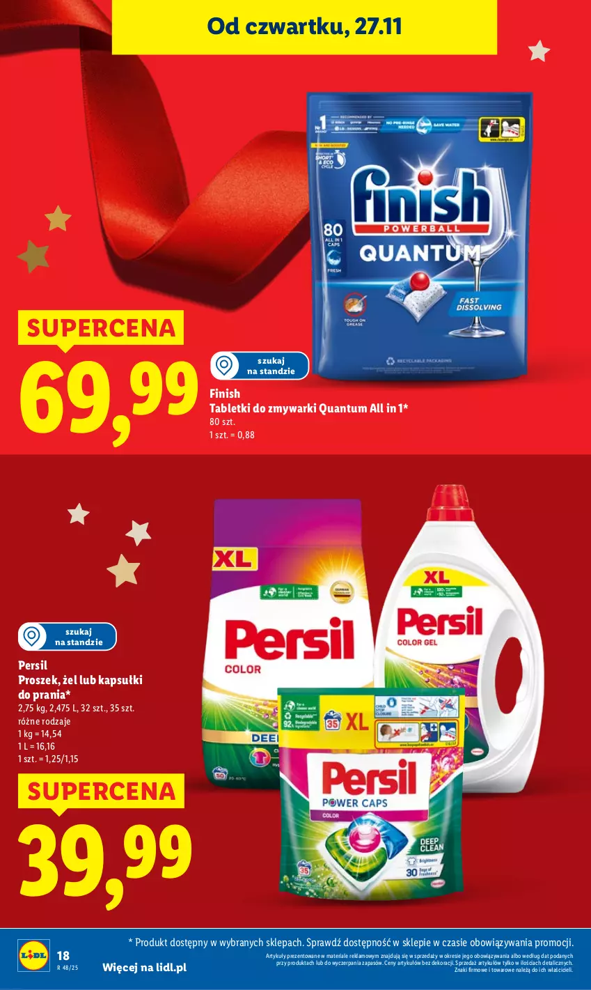 Gazetka promocyjna Lidl - GAZETKA - ważna 27.11 do 29.11.2025 - strona 18 - produkty: Finish, Kapsułki do prania, Persil, Tablet, Tabletki do zmywarki, Zmywarki