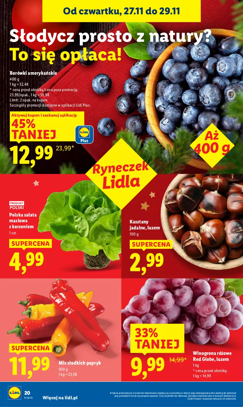 Gazetka promocyjna Lidl - GAZETKA - ważna 27.11 do 29.11.2025 - strona 20 - produkty: Masło, Sałat, Sałata masłowa, Wino, Winogrona