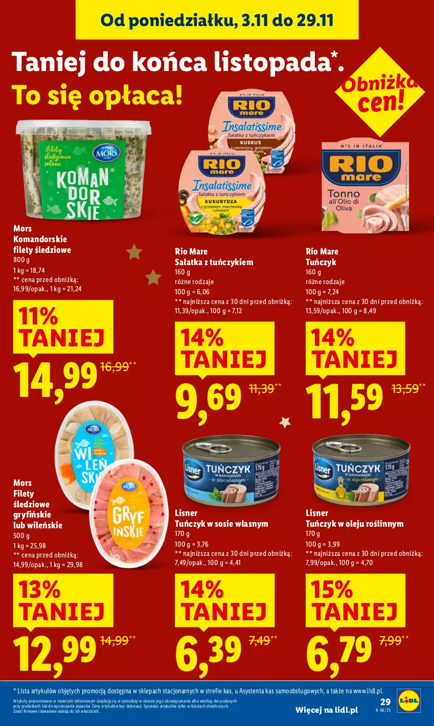 Gazetka promocyjna Lidl - GAZETKA - ważna 27.11 do 29.11.2025 - strona 29 - produkty: Gry, Lisner, Olej, Rio Mare, Sałat, Sałatka, Sos, Top, Tuńczyk