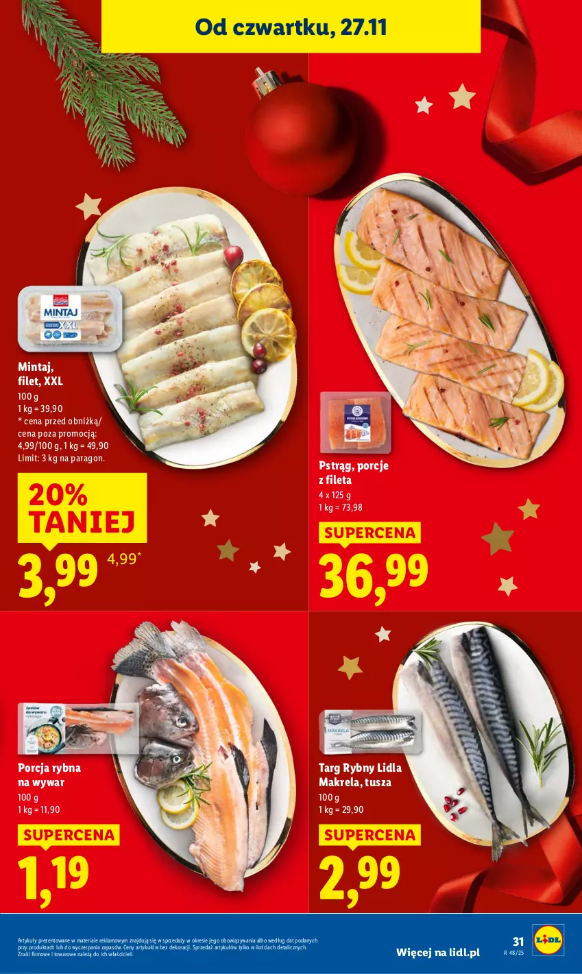 Gazetka promocyjna Lidl - GAZETKA - ważna 27.11 do 29.11.2025 - strona 31 - produkty: Mintaj, Por, Pstrąg, Tusz