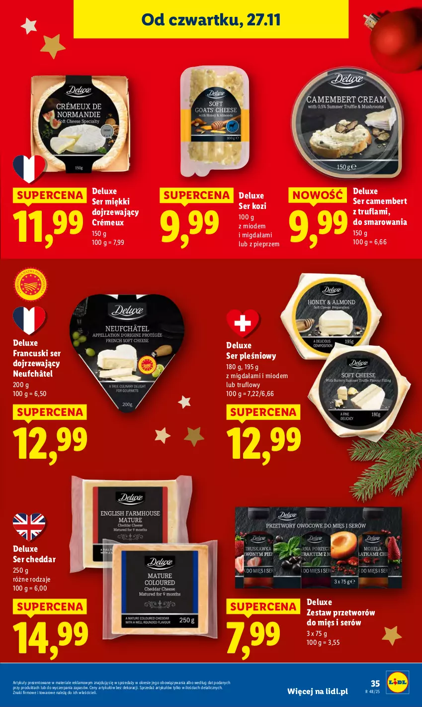 Gazetka promocyjna Lidl - GAZETKA - ważna 27.11 do 29.11.2025 - strona 35 - produkty: Camembert, Cheddar, Pieprz, Ser, Ser kozi, Ser pleśniowy
