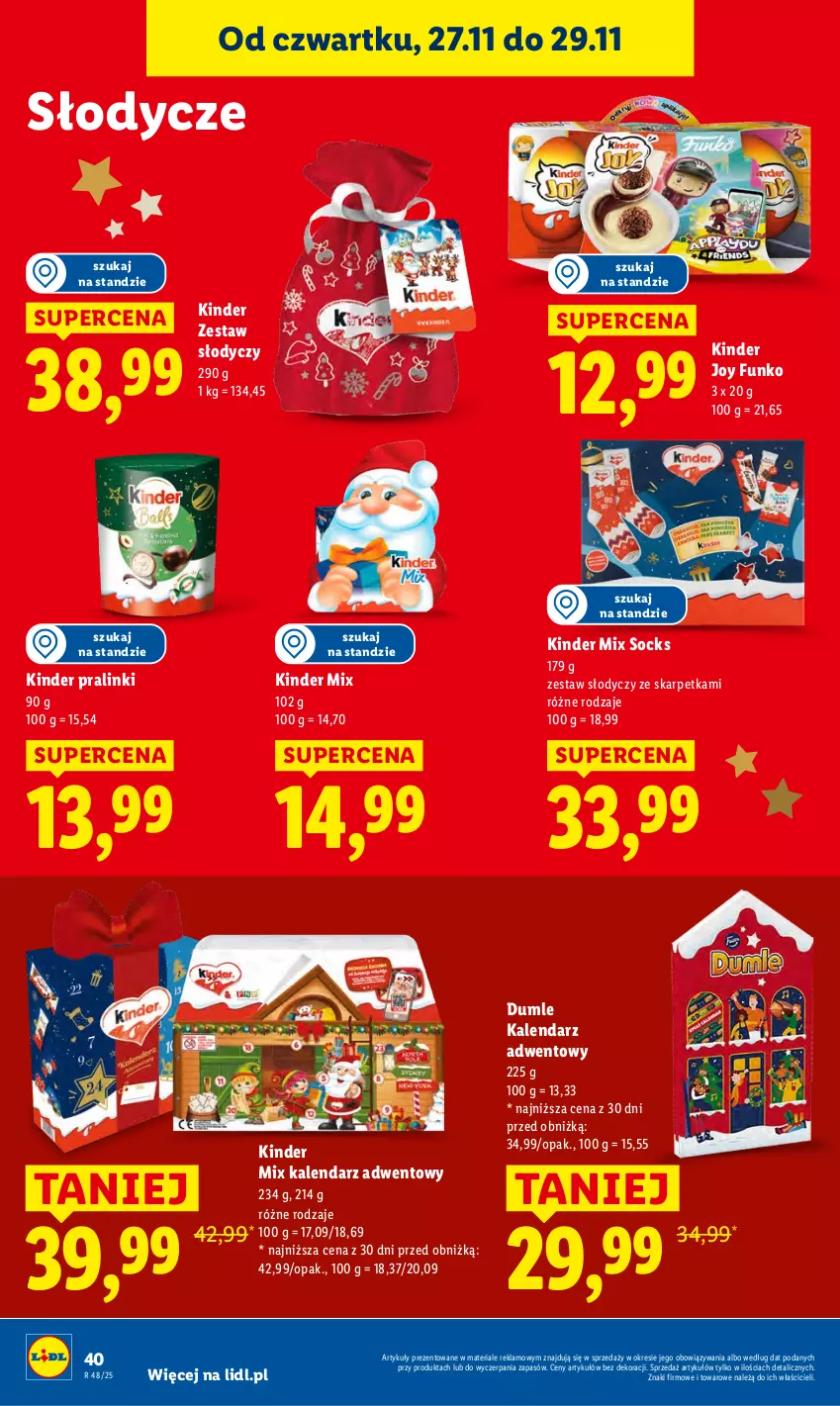 Gazetka promocyjna Lidl - GAZETKA - ważna 27.11 do 29.11.2025 - strona 40 - produkty: Kalendarz, Kalendarz adwentowy, Karp, Kinder